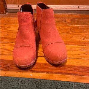 Sorel Red Ankle Boots Suede-Like Casual